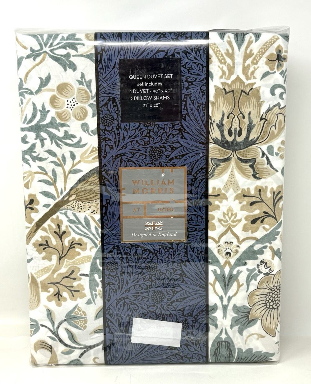 William Morris Strawberry Thief Queen Duvet Cover Set Hessian Teal Blue Grn